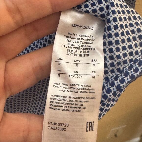 Armani Exchange Shirt Mens M Button Down Long Sleeve Regular Fit Geometric - Picture 4 of 10